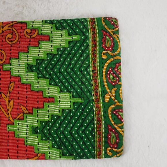 Anchal Project Pouch Cosmetic School Utility Batik Hippie Boho Orange Green - Picture 4 of 11